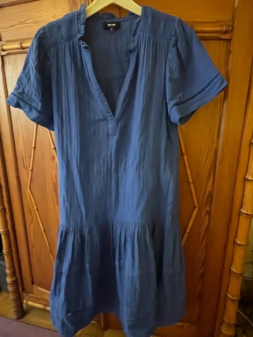 ME+EM Navy Blue 100% cotton Drop waist dress Size 4 with pockets!